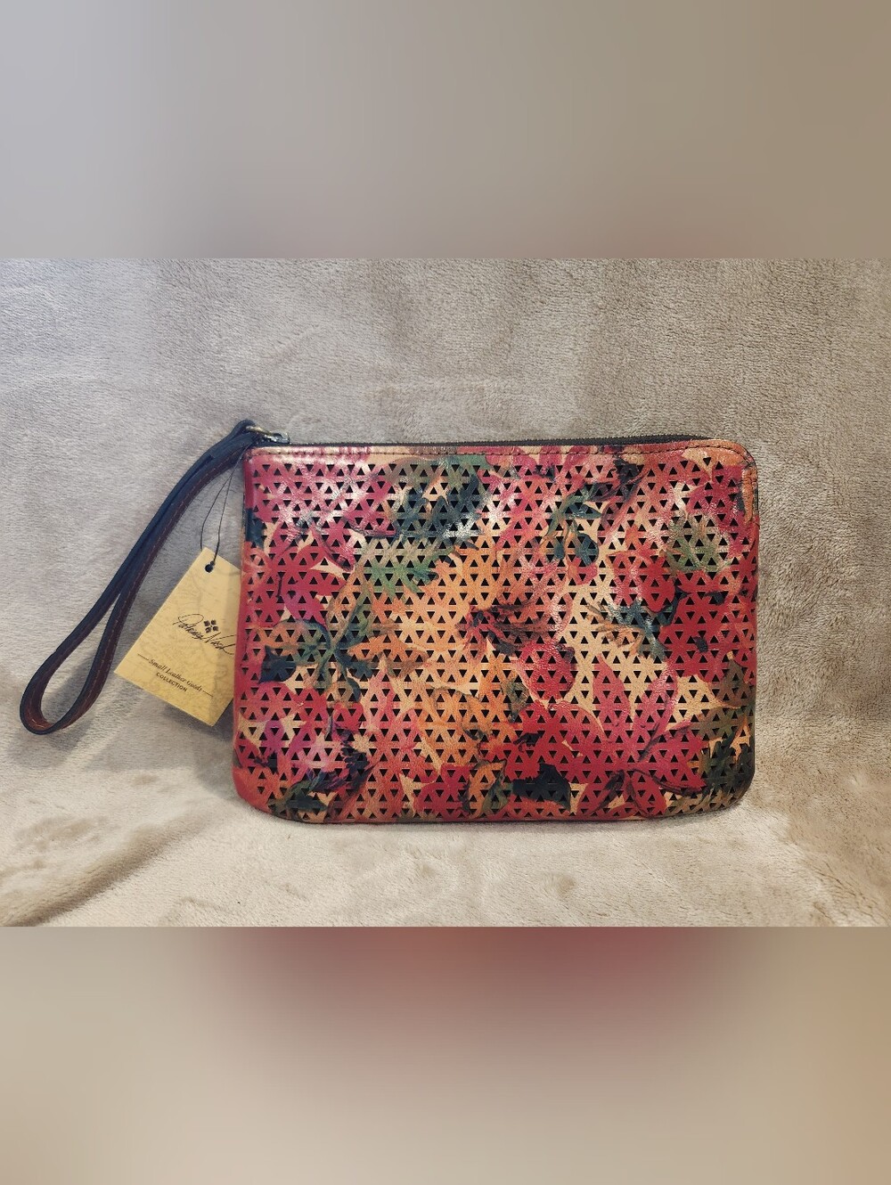 NWT PATRICIA NASH PERFORATED LEATHER CASSINI WRISTLET IN SPRING MULTI